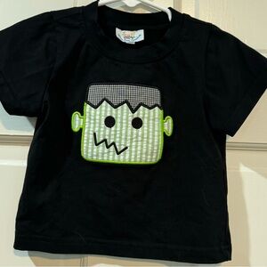 Busy Bees Smocks Smocked Frankenstein Embroidered SS Halloween Top-12 Mos